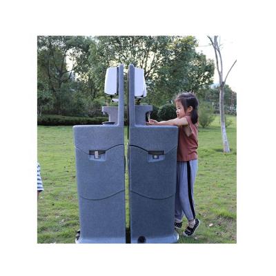 China Portable Hand Wash Station Double Pump Hands Free Operation Foot Rack Outdoor Hand Washing Bathroom Sink for sale