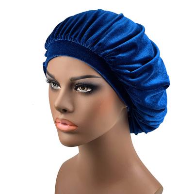 China Character Customized Wide Brim Elastic Band Ladies Imitation Silk Nightcap for sale