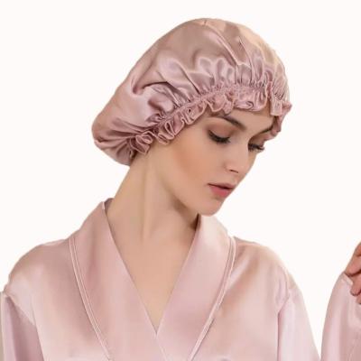 China Character Wooden Ear Shower Hat Lace Anti-silk Home Hat Ladies Princess Night Bridle Hat for sale