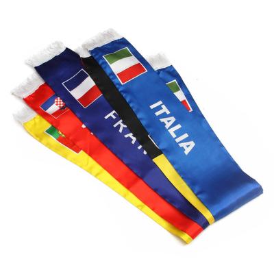 China Customized Printed Logo Printing Satin Football Fans Scarf Sport Team Decorative Scarf for sale