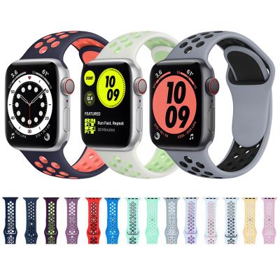 China Sport Silicone Replacement Rubber Watchband Rubber Wrist Strap For Apple Watch All Series 38 40 42 44 mm for sale