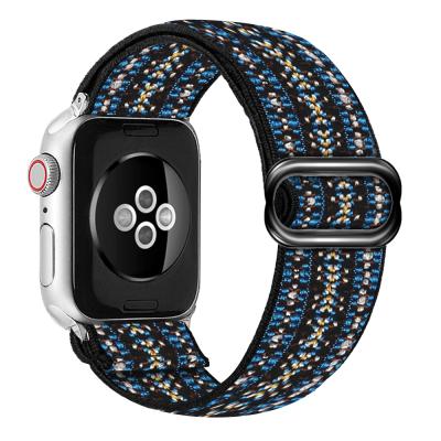 China For Apple Watch 6 Luxury Braided Loop Strap Nylon Stripes For Apple Watch Iwatch Series 38 40 42 44 Mm Black Gray for sale