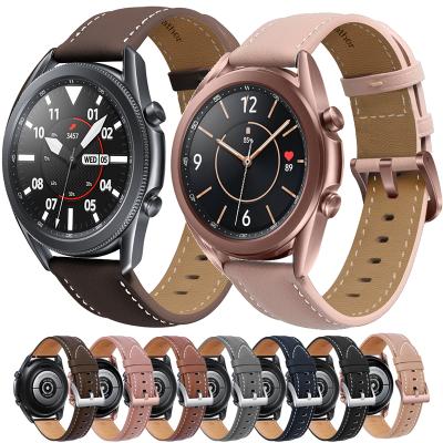 China Water Resistant 22 20mm Genuine Leather Watch Band For Samsung Galaxy Watch 3 For Huawei Watch Gt2 46mm Replacement Strap for sale