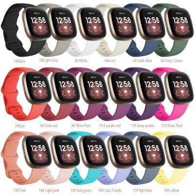 China Rubber Men Women Waterproof Sport Soft Solid Color Silicone Watch Bands Strap Compatible For Fitbit Sense Versa 3 Replacement Strap for sale