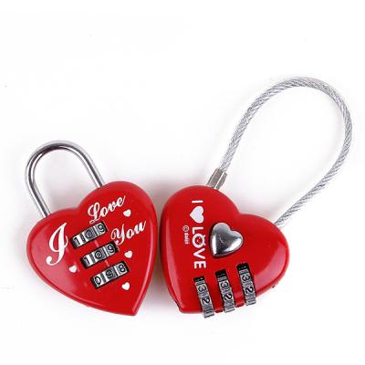 China CH-28A Zinc Alloy Promotional Cable Lock Red Heart Shape Padlock for sale