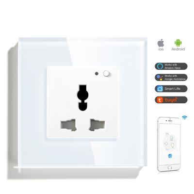 China Tuya Smart WIFI Button Indicator LED Tuya 13A Socket Tuya 13A Universal WiFi On/Off Universal Residential/Multi Purpose Outlet Socket Manufacturer LED China UK Plug for sale