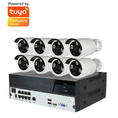 China 1080P H.265+ 8*2MP 8Channel Outdoor Waterproof Wireless Tuya NVR Wifi Camera System Kit, wifi cctv nvr, tuya app control nvr cctv camera for sale