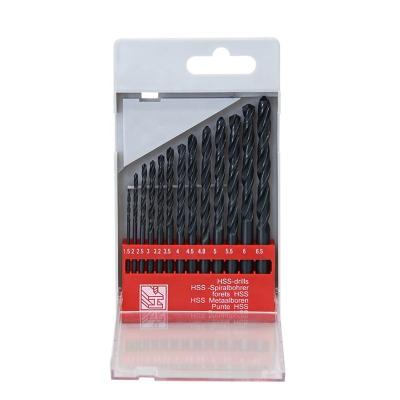 China Metal Work Tool 13pc HSS/M2/M35/M42 Black Oxide Roll Forged Surface Twist Drill Bits Set For Metal for sale