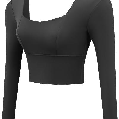 China Top Sales Solid Color Yoga T-shirt Women High Waist Breathable Warm Sportswear Long Sleeve for sale