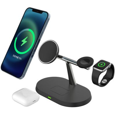 China 15W Smart Watch Wireless Charger Stand Qi Certified Wireless Charging Station 3 in 1 for Earphone & Watch & Mobile Phone for sale