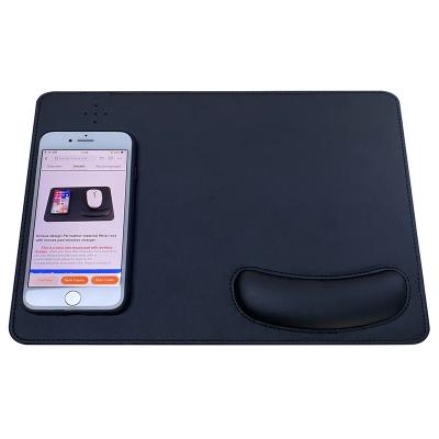 China Radiation Protection Accessories Electronic Wrist Support Mouse Pad With Wireless Charging PU Leather Material for sale