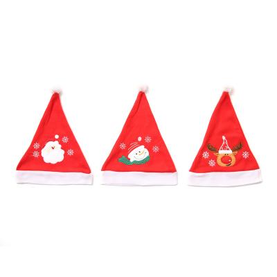 China 2021 Cloth Factory Direct Sale Red Color Old Man Snowman Milu Deer Santa Red Hat Christmas Party Christmas Hat for sale