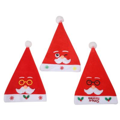 China High Dense Velvet Children's Red High Grade Adult Embroidered Christmas Santa Red Hat For Old Man Face Christmas Party Hat for sale