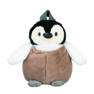 China Can be used as coral plush school bag large capacity portable children's clothing factory pillow small penguin plush backpack wholesale for sale