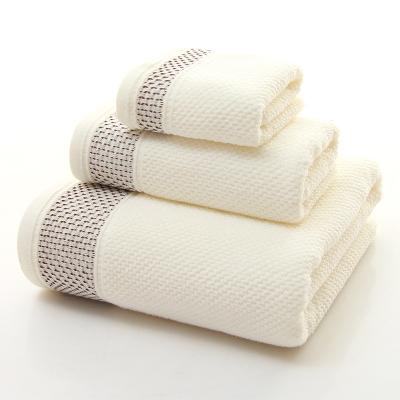 China Hot Selling Sustainable Hot Selling Pure Cotton Hotel Square Bath Three-Piece Set With Bath Towels Shower Towel High Quality Towel Set for sale