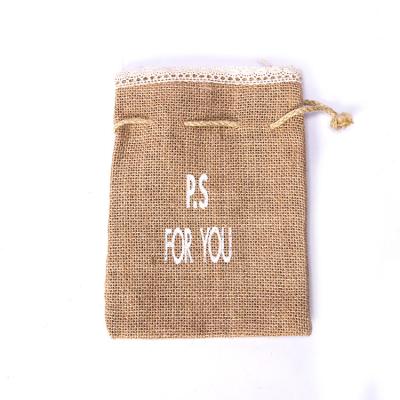 China Recyclable Promotional Natural Jute Tea Pouches Drawstring Bag For Gift Package for sale