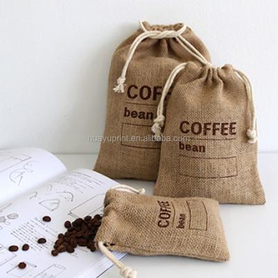 China Handled Coffee Bean Drawstring Bag, Jute Sack Cocoa Beans for sale