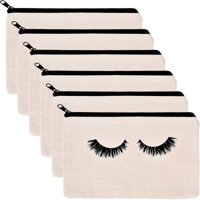 China Recyclable Wholesale Zippered Eyelash Cotton Cosmetic Bag For Women And Girls for sale