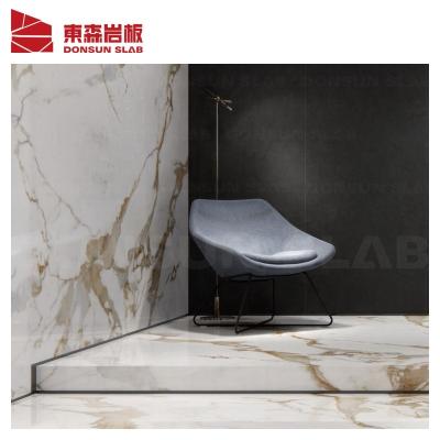 China Large Format Glazed Flexible Metallic Tiles Calacatta Gold Porcelain Tiles Marble For Bathroom for sale