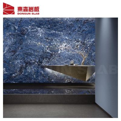 China Large Format Glazed Blue Metallic Sodalite Tiles Granite Look Porcelain Floor Tiles Background Wall for sale