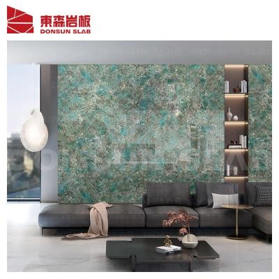 China High Performance Textured Agglomerated Stone Amazonite Green Marble Non Slip For Background Wall for sale