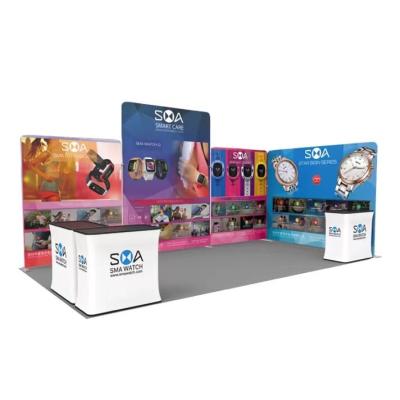 China Advertising Promotion Custom Design Tension Fabric Backdrop Wall 20x20 Trade Show Booth for sale