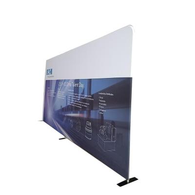 China Cheap Portable Trade Show Advertising Aluminum Curved Tensile Fabric Cheap Backdrop Pop Up Display for sale