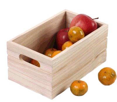 China Eco-friendly Wooden Storage Crate Wooden Laying Bed With Handles For Fruit Vegetables for sale