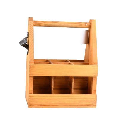 China Hot Selling Cheap Custom Wooden Wine Glass Gift Box Storage Basket From Europe 6 Packs for sale