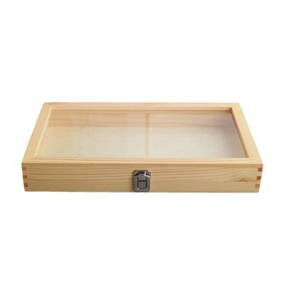 China China Natural Wooden Glass Top Storage Box Jewelry Display Box Jewelry Storage Box for sale