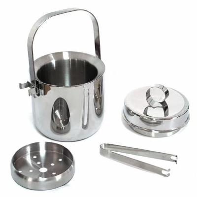 China 2021 Sustainable Insulated Double-wall Stainless Steel Ice Bucket With Lid And Ice Tongs for sale