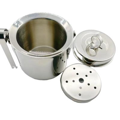 China Sustainable Hot Sale Double Wall Insulated Stainless Steel Ice Bucket With Lid And Ice Clip for sale