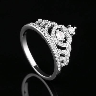 China 2022 Sterling Silver Diamond Ring Engagement Ring Charm Fashion Crown Ring Romantic Women Jewelry for sale