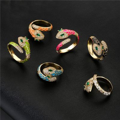 China 2022 Wholesale Charm CLASSIC Gem Ring Hip Hop Party Ring Adjustable Snake Ring for sale