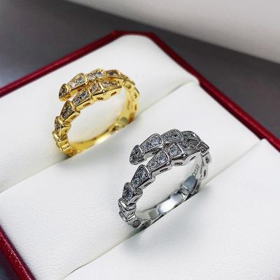 China FASHIONABLE Wholesale Gold Plated Snake Ring Silver 925 Stainless Steel Snake Couples Ring Brand Fashion Rings for sale