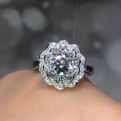 China FASHIONABLE 925 Sterling Silver Ring Hexagon Flower Moissanite Jewelry Ring Ladies from Supplier for sale