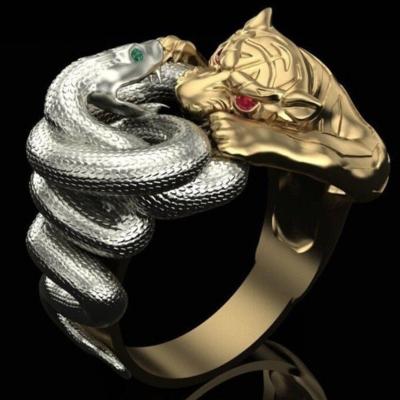 China 2022 Hyperbole Custom Charm Mens Snake Ring Wrap Stainless Steel Rings Men's Stainless Steel Snake Ring for sale