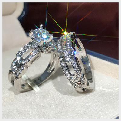 China 2022 Pure Silver Suppliers Romantic Ring Couples Ring Set Wedding Stackable Jewelry Couples Rings for sale