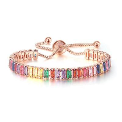 China Romantic Colorful Zircon Bracelet, Peaceful Gemstone Women Adjustable Retractable Bracelets & Bangles for sale