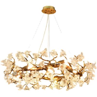 China American Sand Aluminum Crystal Chandelier Garland Living Room Lamp Contemporary Rotating Art Classic Lighting for sale