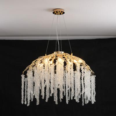 China Modern Lamp Luxury Branch Shape Handmade Aluminum Crystal Chandelier for Dining Room Living Room and Bedroom Light for sale