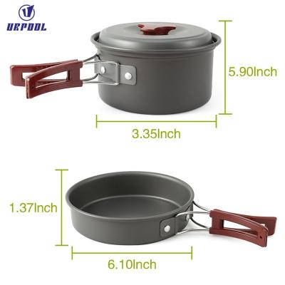 China Outdoor Camping Raising 2 Person Traveling Outdoor Pot Sets Cookware Picnic Camping Pots And Filters Outdoor Cooking Tools Supply for sale