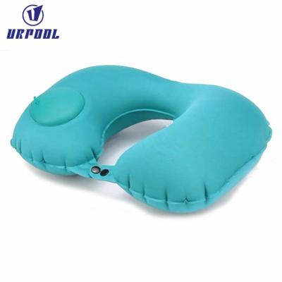 China Fashion Folded Air Filled TPU U Shape Foldable Automatic Inflatable Press Pump Travel Neck Pillow for sale