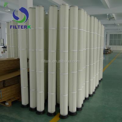 China FILTERK Pleated Polyester Dust Collector Impulse Jet Cement Filter 0.01 Micron for sale