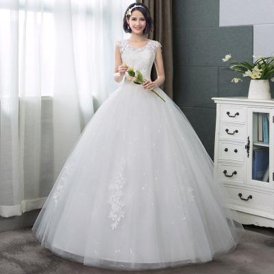 China 2021 New Heavy Industry Breathable Korean Large Size Bridal Wedding Dress Thin Princess Dream Shoulders for sale