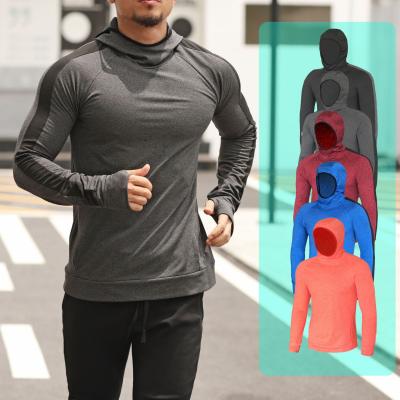 China QUICK DRY sports coat men's autumn and winter running quick dry training long hooded pullover fitness clothes sports for sale