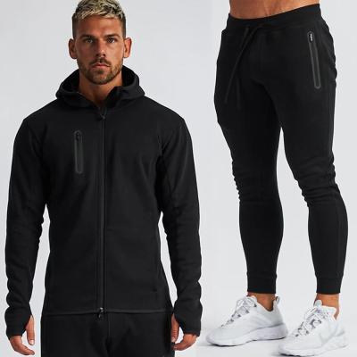 China New autumn and winter sports fitness suits men's outdoor running hoodie pants casual two-piece men's set customized logo for sale