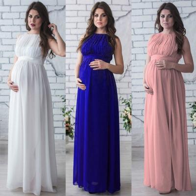 China Breathable Pregnant Women Wear Solid Color Warm Floor Large Long Trailing Pleated Pregnant Women Sleeveless Dress for sale