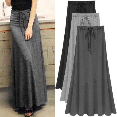 China Viable Women's Elastic Waist Plus Size Knitted Skirts Large Size Loose Slim Hip Sheds Slit Skirts One Line Long Skirts for sale