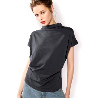 China High Quality 5200 Summer Cotton Tortoise Neck Women's Blouse Women's Cotton Wholesale Female Viable Blouse for sale